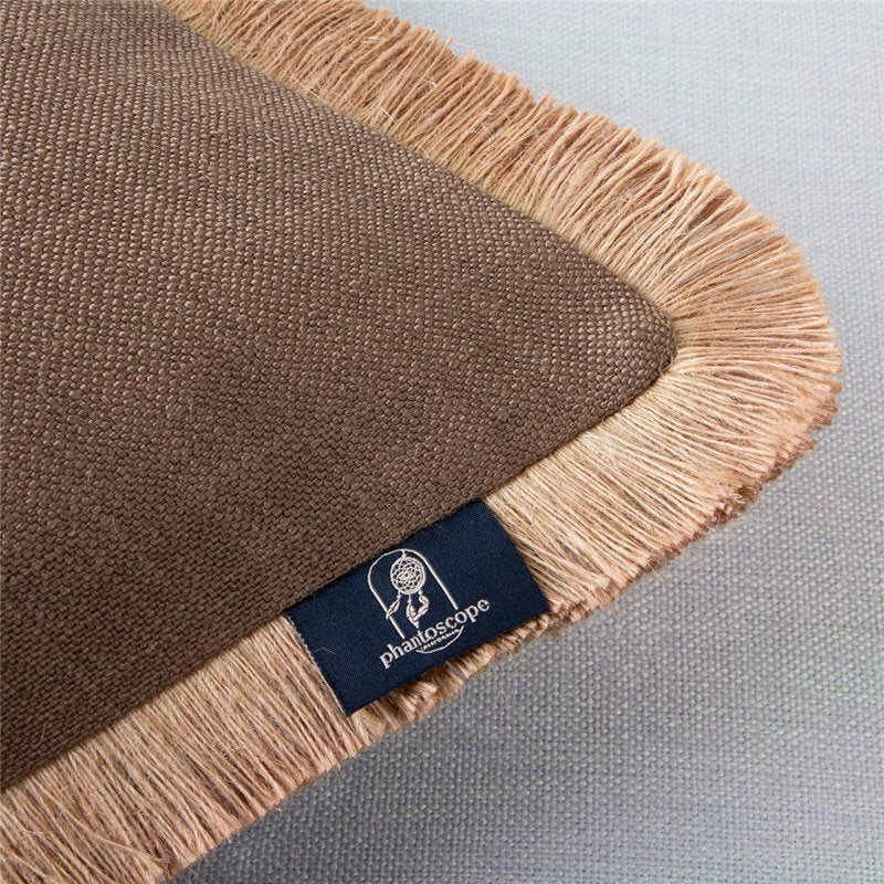 Farmhouse Linen Tassel Throw Pillow 18x18 Brown - 2 Pack