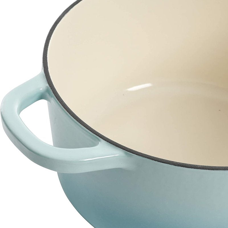 5 Quart Enamel Cast Iron Dutch Oven Cooker - Aqua Blue