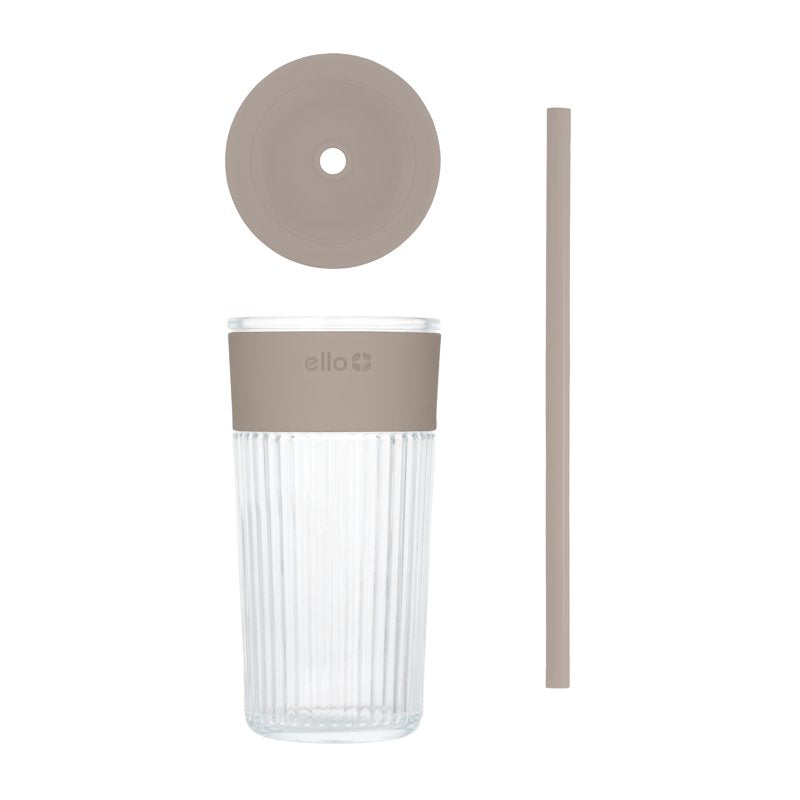 18oz Glass Tumbler with Silicone Grip - Warm Gray