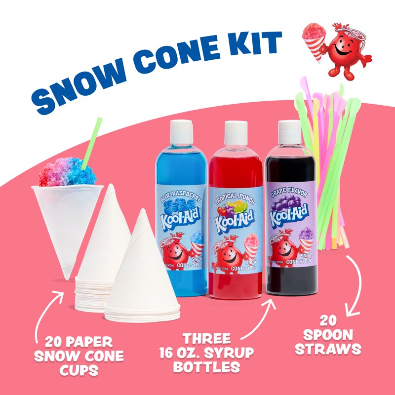 Snow Cone Maker Party Kit with 3 Flavored Syrups - Red, White & Blue
