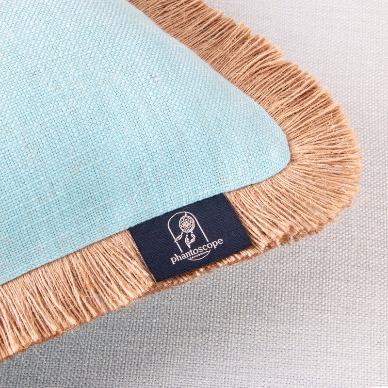 Phantoscope Light Blue Linen Tassel Farmhouse Throw Pillow 18x18 Set of 2