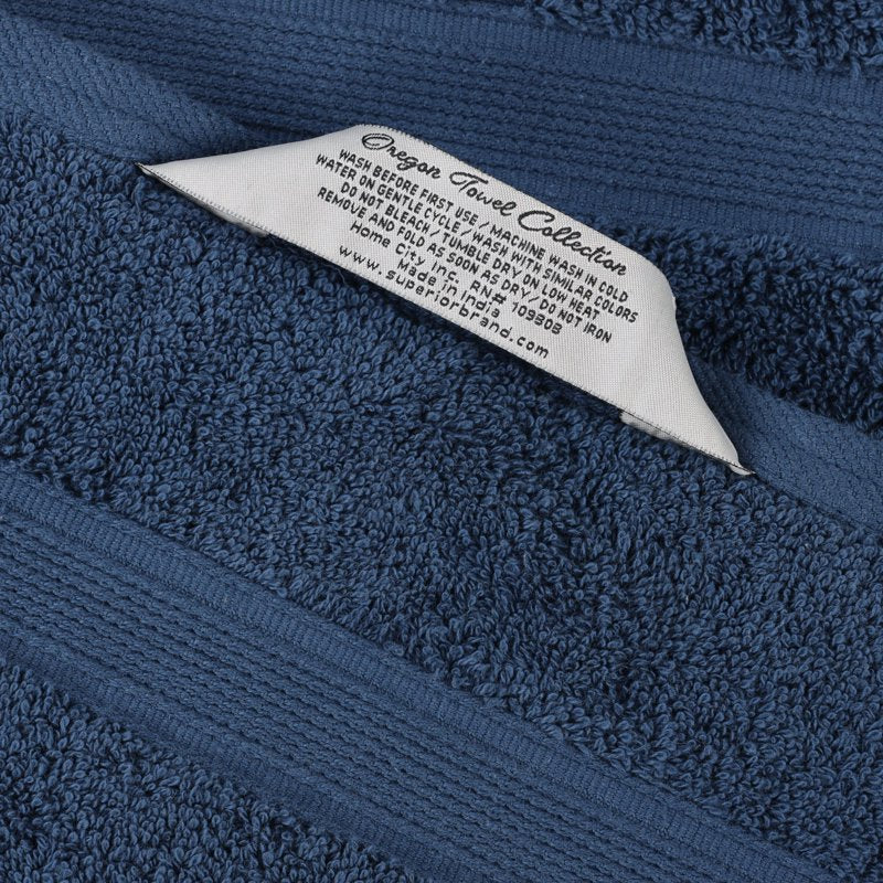 Organic Cotton Bath Towel Set - Navy Blue 2-Piece, Medium Weight, Soft & Absorbent