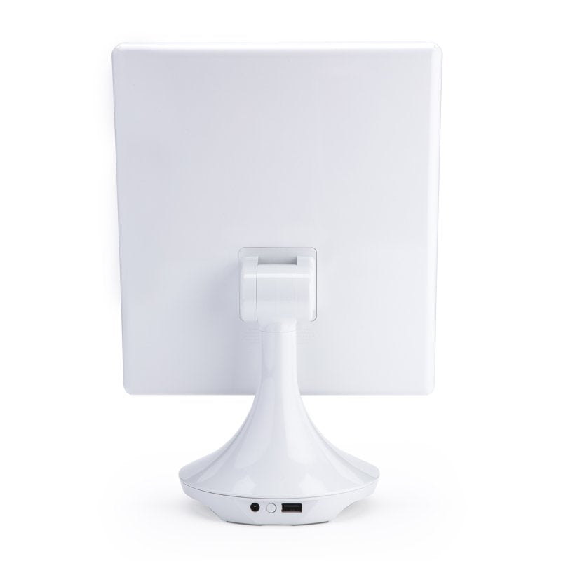 Trifold Tabletop Vanity Mirror with Bluetooth Speaker and LED Lighting