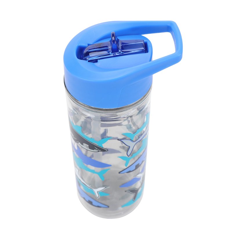14-Ounce Insulated Water Bottle with Lid & Straw - Blue Shark