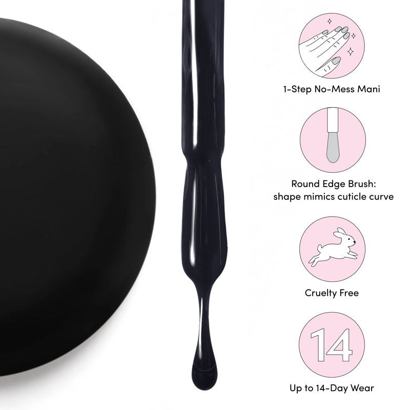 All-in-One Gel Nail Polish - Real Black, 10ml