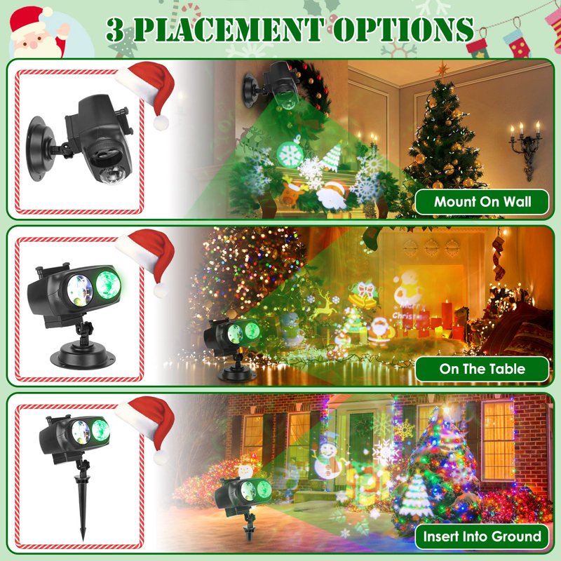 Holiday Projection Lights with 10-Color Ocean Wave & Festive Slides - Indoor/Outdoor LED Lamp