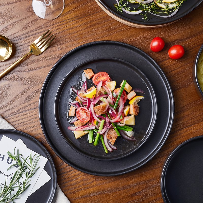 Cecile 12-Piece Dinnerware Set - Black Stoneware