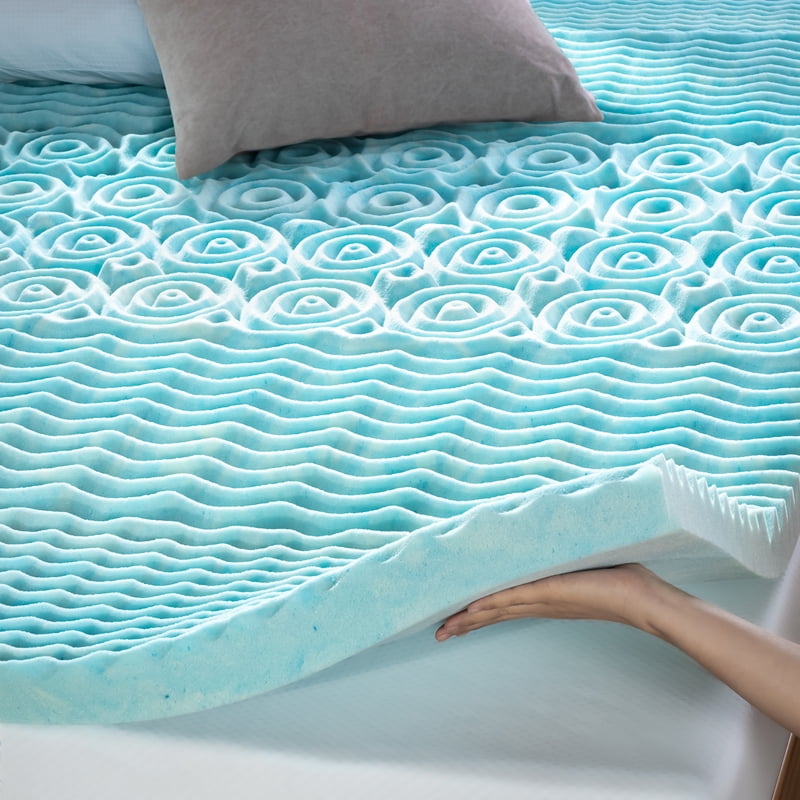 Full 1-Inch Green Tea Gel Memory Foam Mattress Topper - Zoned Support