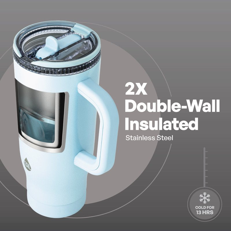 32oz Stainless Steel Skye Tumbler with Flip-Up Straw - Light Blue Shimmer