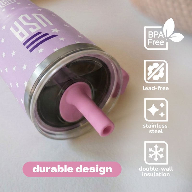 Kids Insulated Travel Tumbler with Straw - Purple 12oz