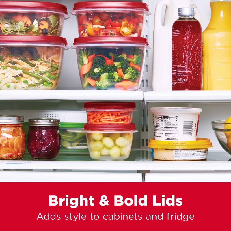 Food Storage Containers with Vented Lids - 26 Piece Set, Red