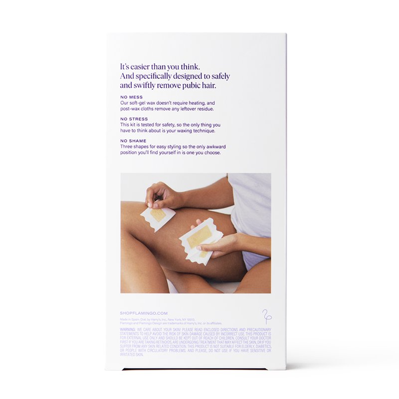 Pubic Hair Wax Kit with Gel Wax Strips & Post-Wax Cloths