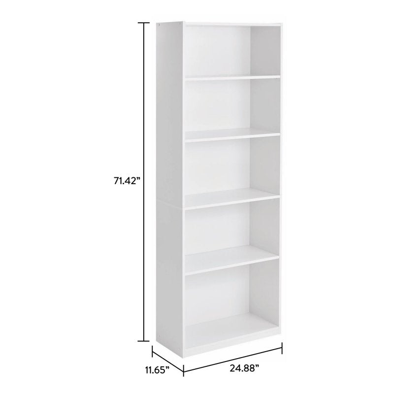 5-Shelf Bookcase with Adjustable Shelves - Multiple Colors