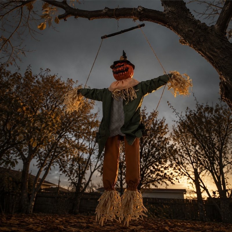 Halloween Pumpkin Hanging Decor with Motion Sensor Lights & Sound Effects