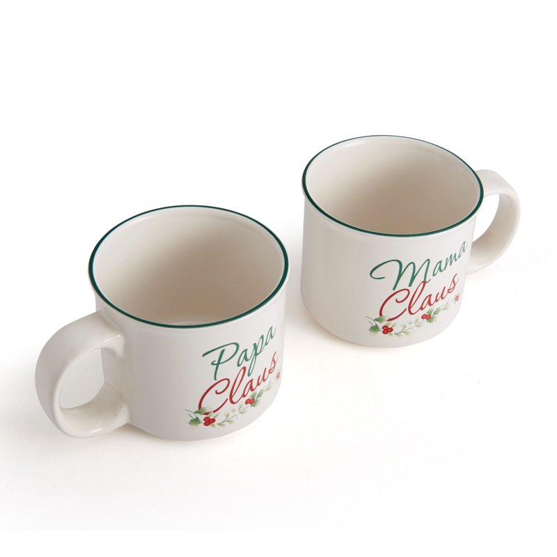 Camper Mug Set of 2 - 16.75 oz Mama & Papa Claus Stoneware
