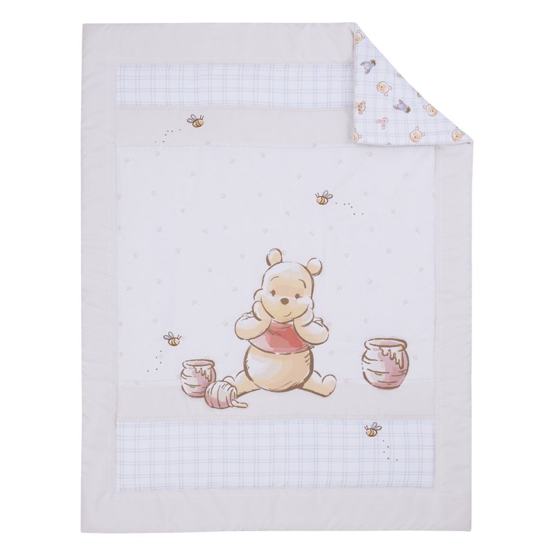 Winnie the Pooh Unisex Crib Bedding Set - 3 Piece Baby Nursery Decor - Variation of Winnie the Pooh
