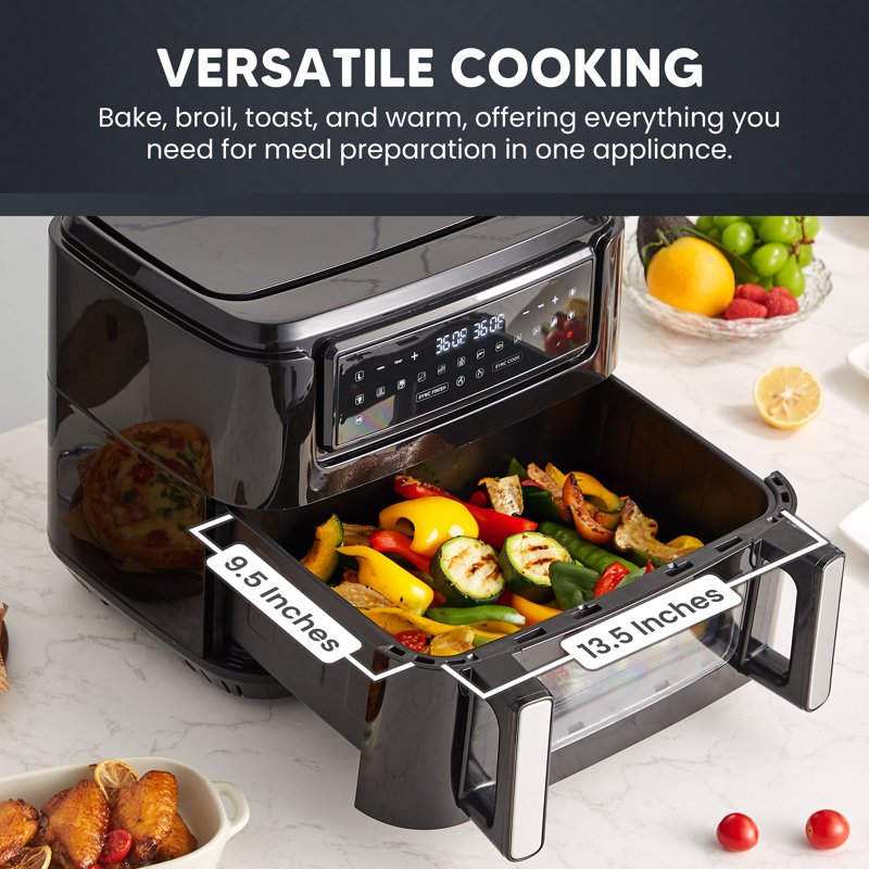 10.5L Dual Zone Digital Air Fryer - Large Capacity Family Oven