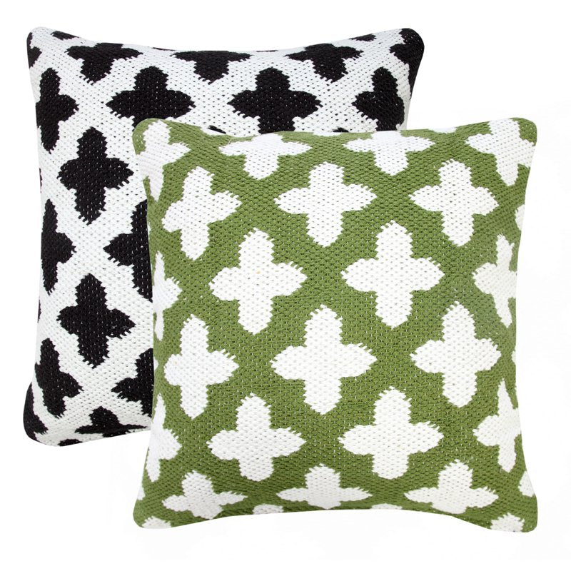 Geometric Throw Pillow - Black and White, 20 Inch Square, Swiss Variation