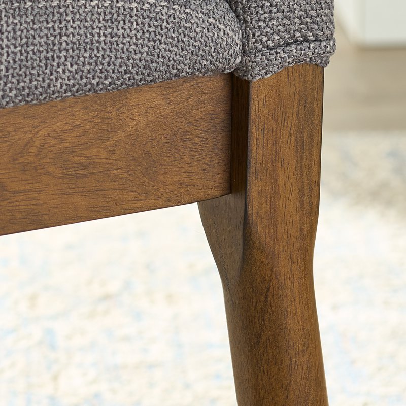 Tall Dining Chair Set - 2 Pack, Walnut & Gray Upholstered