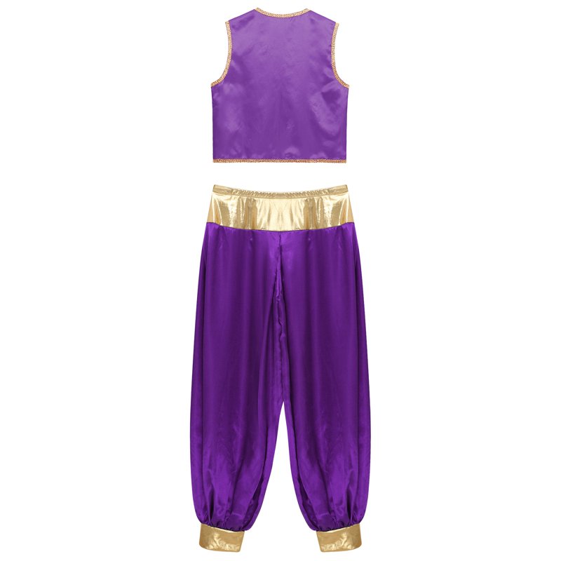 Men's Arabian Prince Costume Vest & Pants Set - Dark Purple XXL