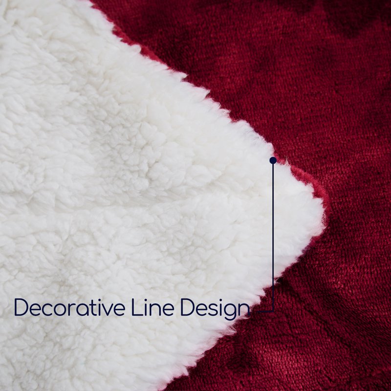 Sherpa Fleece Throw Blanket - Soft Warm Plush Bed Sofa Couch, Red Variation