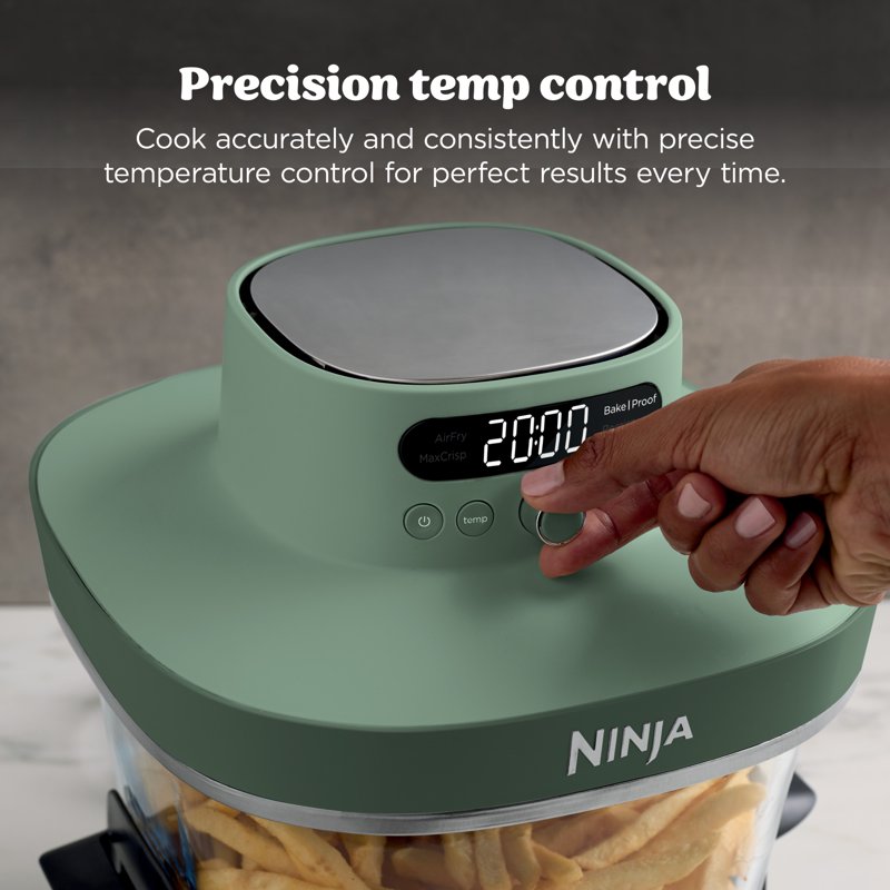 Ninja Crispi Pro Glass Air Fryer 6-Qt - Green, 4-in-1 Cooking