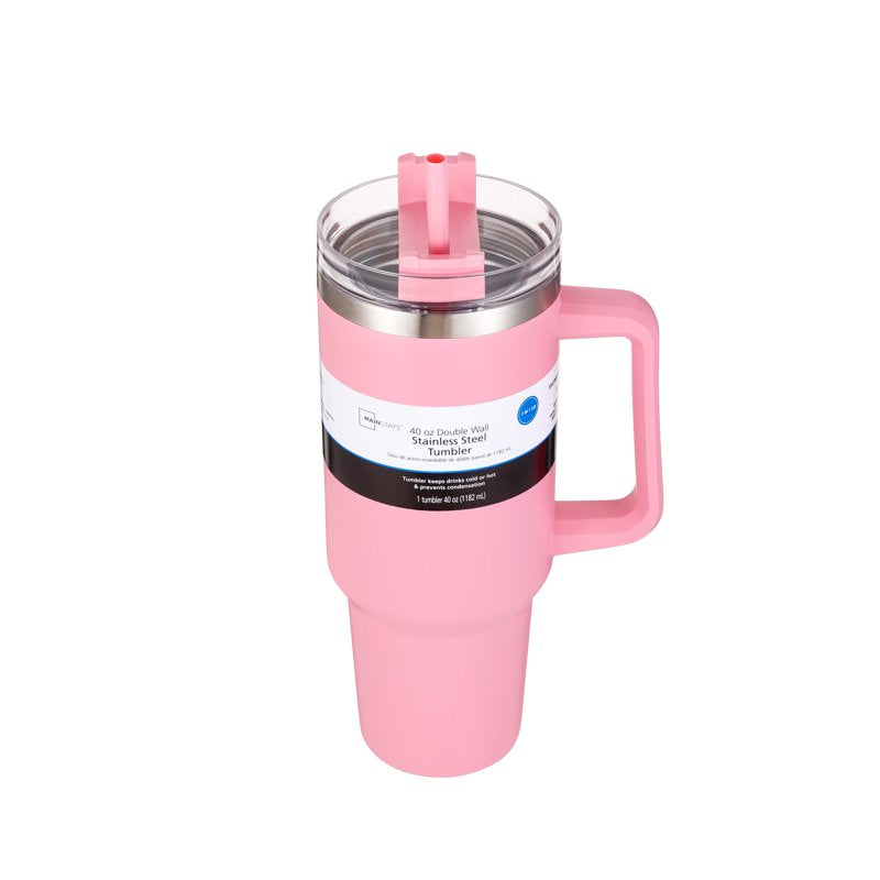 40 oz Pink Stainless Steel Double-Wall Insulated Tumbler