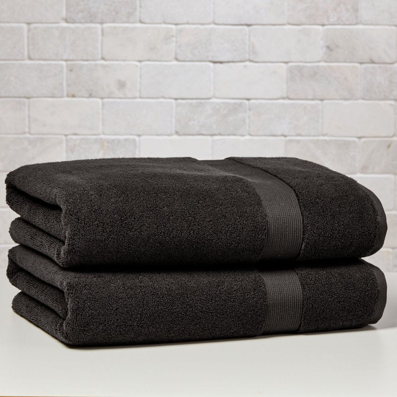 (2 Pack) Cotton Bath Sheets - Soft, Absorbent & Fade-Resistant - Grey Shadow