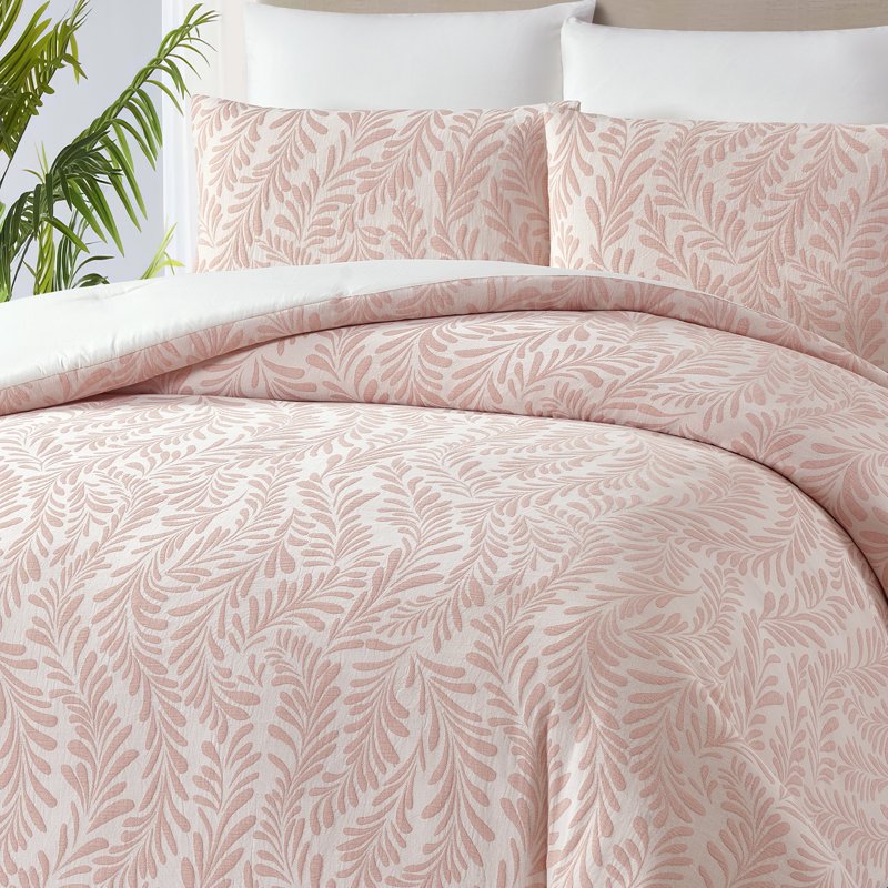 King Botanical Comforter Set with Shams - Blush 3-Piece Bedding