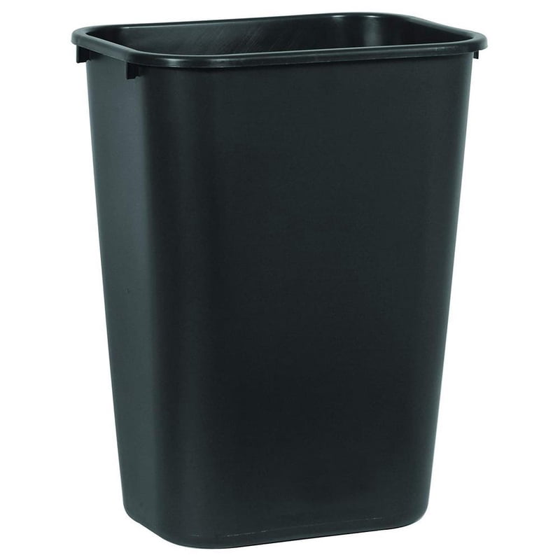 10.38 Gallon Plastic Open Top Office Wastebasket - Black