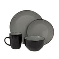 16-Piece Two Tone Coupe Dinnerware Set - Black/Gray