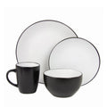 16-Piece Two Tone Coupe Dinnerware Set - Black & White - White