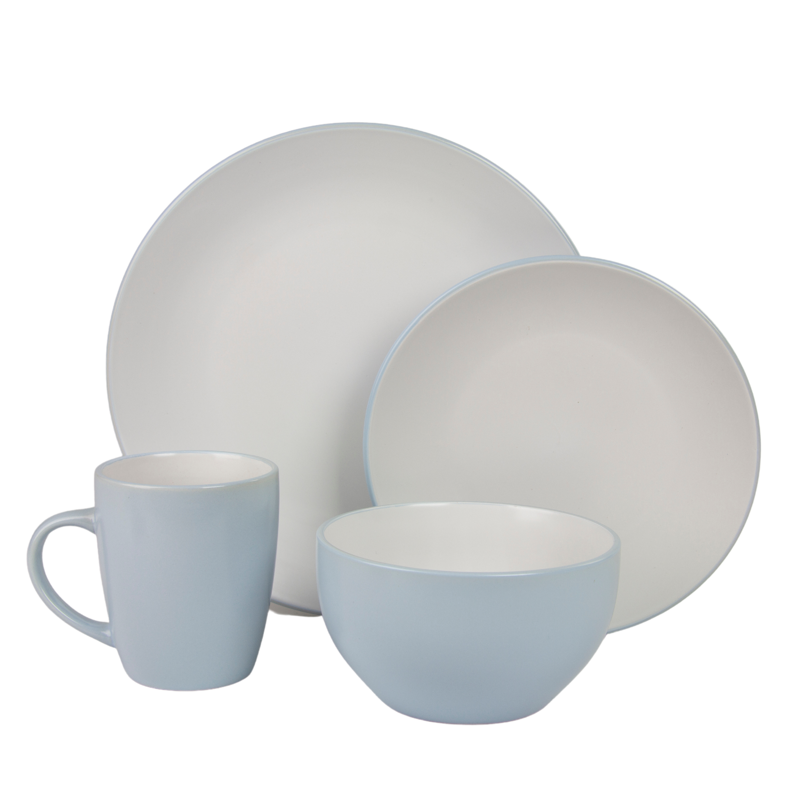 16-Piece Two Tone Coupe Dinnerware Set - Blue/White
