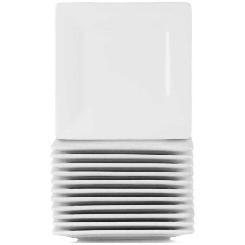 Square Ceramic Appetizer Plates - Set of 12, 6"