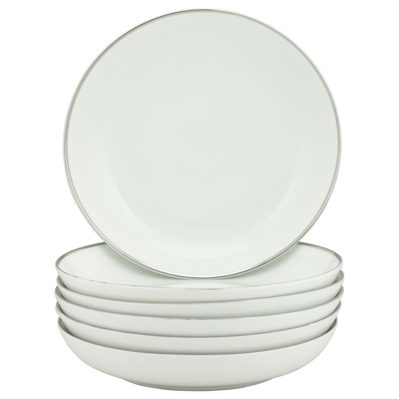 Soup Plate Set of 6 - Coupe Silver Line Porcelain