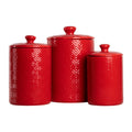 Diamond 3-Piece Canister Set - Red with Bamboo Lids
