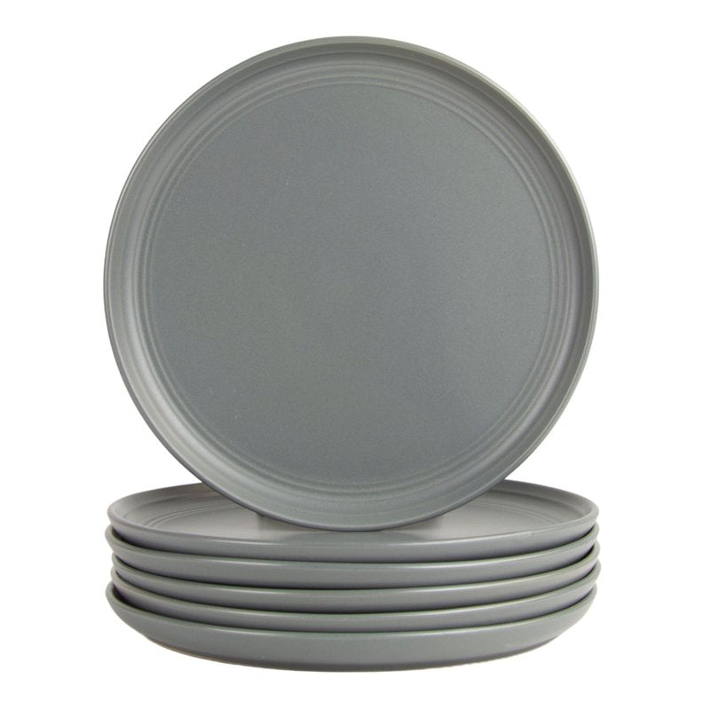 10.5" Round Stoneware Dinner Plates Set of 6 - Matte Gray