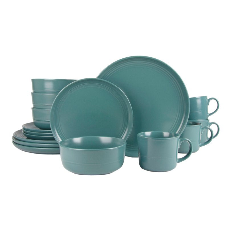 Emerald Green 16-Piece Stoneware Dinnerware Set