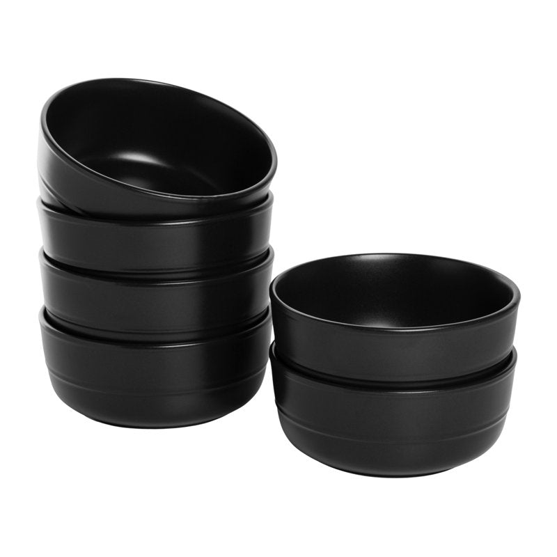 Round Cereal Bowl Set of 6 - 24 oz Matte Black