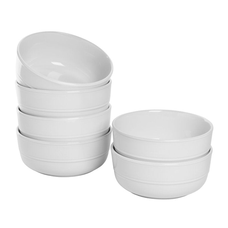 Round Cereal Bowl Set - 6.25" 24 oz - White, Set of 6