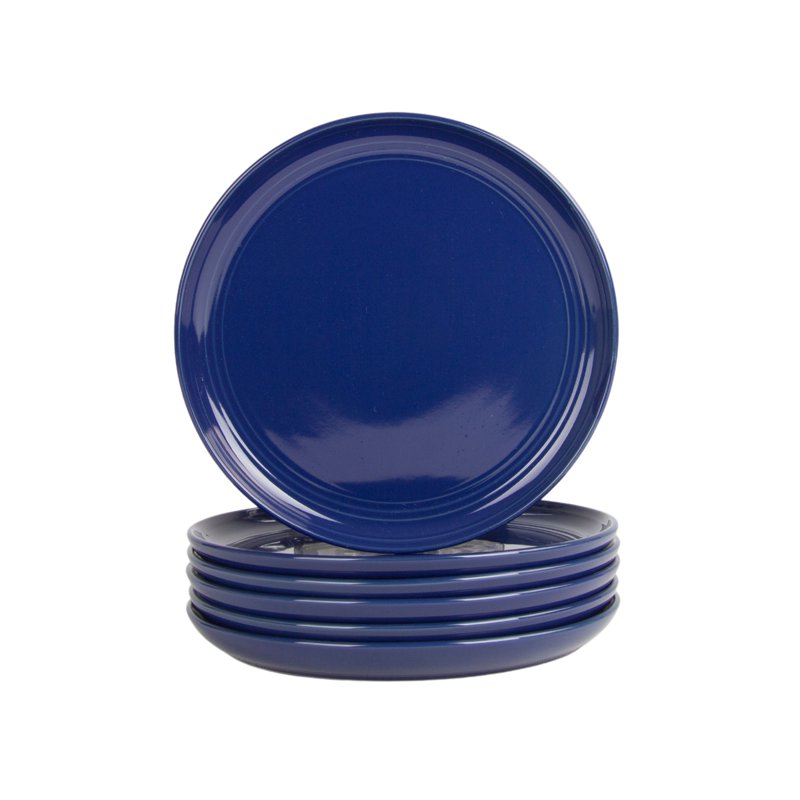 Cobalt Blue Round Stoneware Salad Plate Set of 6 - 8.25"