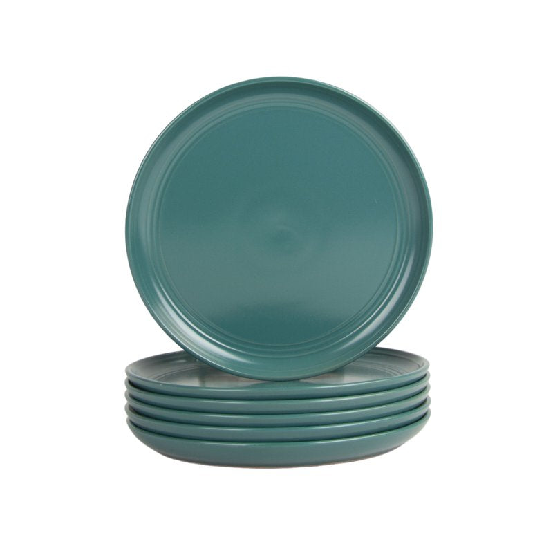 Emerald Green Stoneware Salad Plate Set - 8.25" Round, Set of 6
