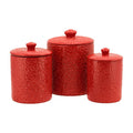 Fleur Embossed 3-Piece Ceramic Canister Set - Red