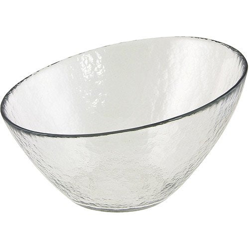 Clear Hammered Glass Bowls Set of 6 - 7.25" Angled Design