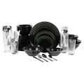 Nova Black Round 62-Piece Stoneware Dinnerware Set - Service for 6