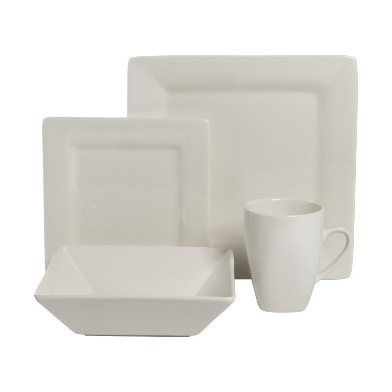 16-Piece Stoneware Dinnerware Set - Cream White
