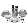 62-Piece Round Dinnerware Set - Service for 6, Cream Stoneware