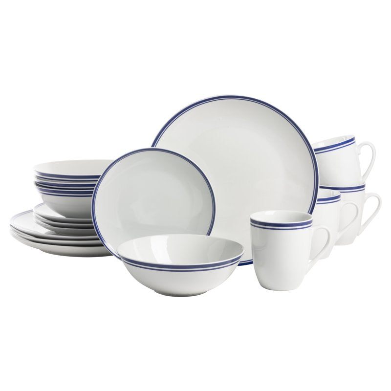 Ceramic Dinnerware Set - 16-Piece Coupe Set, Blue