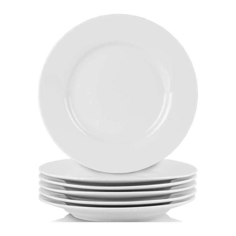 Ceramic Appetizer Plates - Set of 6, 6" Round White