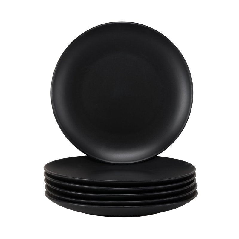 Matte Black Coupe Stoneware Dinner Plates - Set of 6